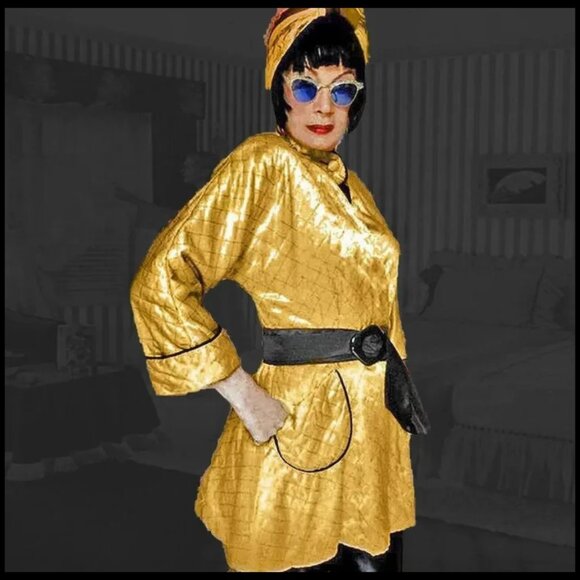 Vintage Satin Lounge Jacket, Quilted Smoking Robe, 1940s 40s Forties - Picture 4 of 14